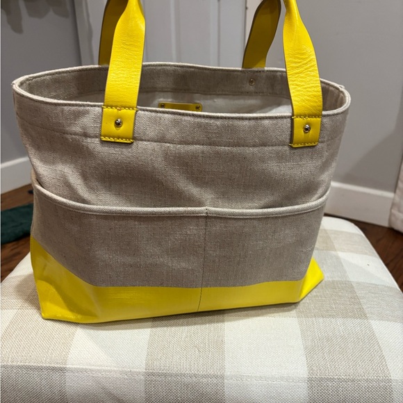 Kate Spade Vibrant Yellow and Neutral Tote - Picture 2 of 4